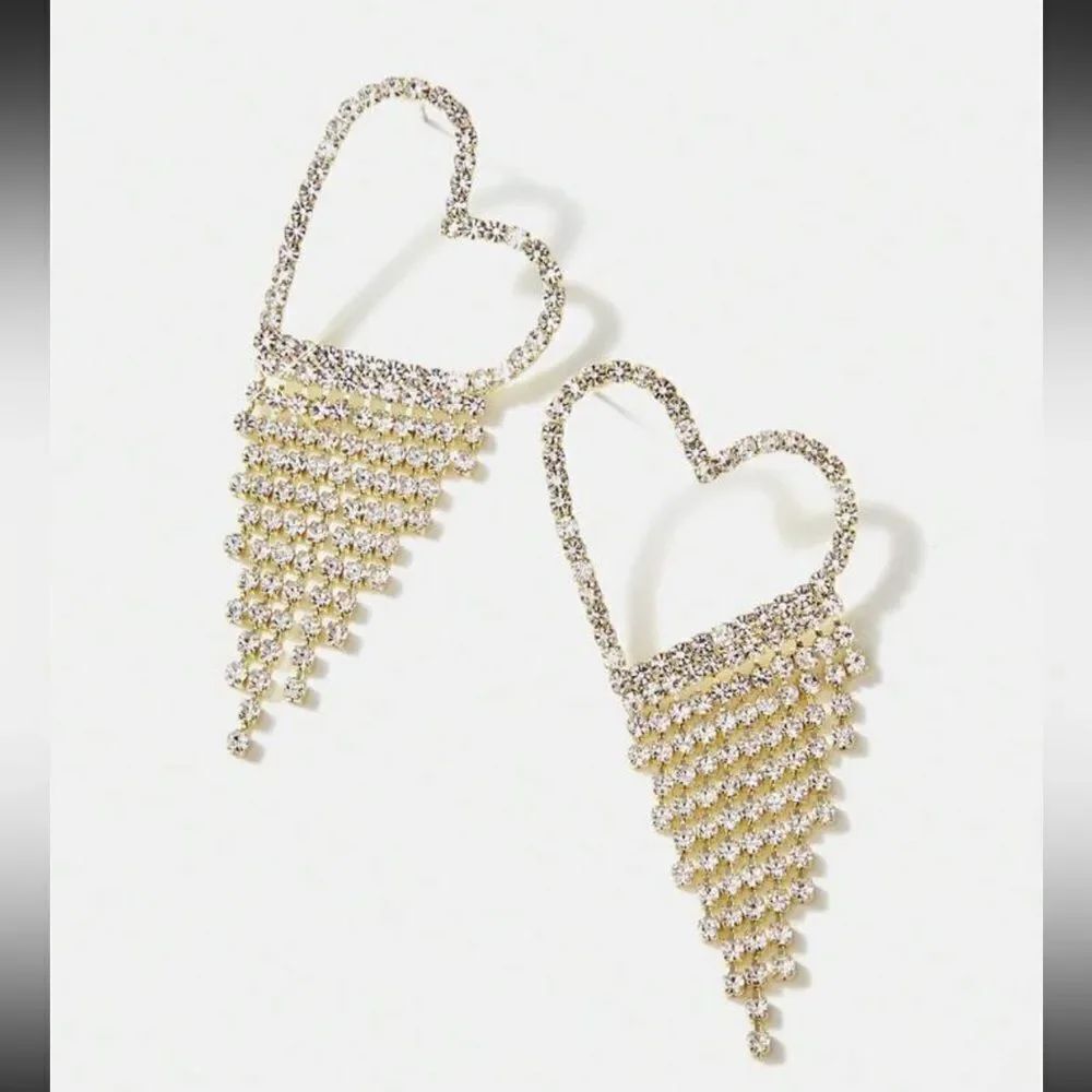 rhinestone heart earrings H152